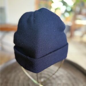 Vintage Navy Blue Foldover Beanie Hat unisex